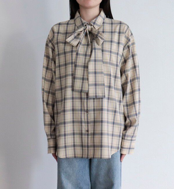 fredy emue「チェック柄ビッグボウタイブラウス」|シャツ・ブラウス|