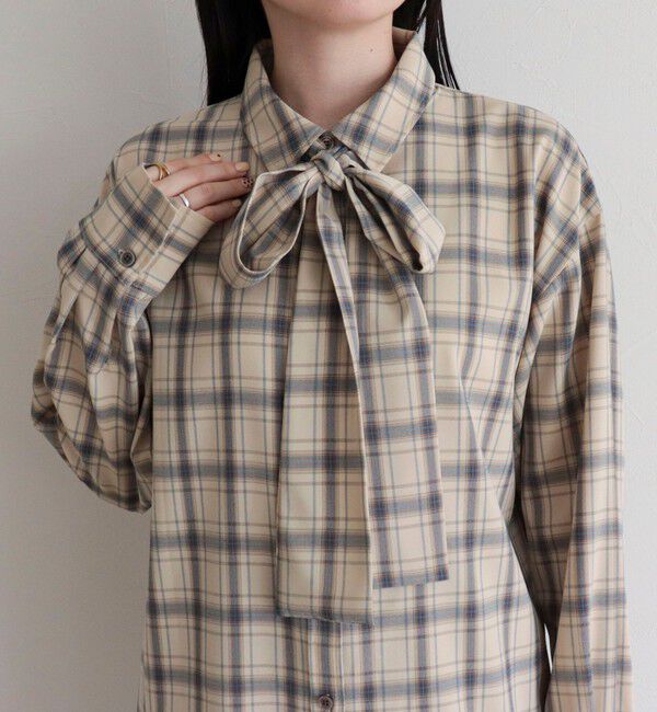 fredy emue「チェック柄ビッグボウタイブラウス」|シャツ・ブラウス|