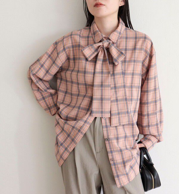 fredy emue「チェック柄ビッグボウタイブラウス」|シャツ・ブラウス|