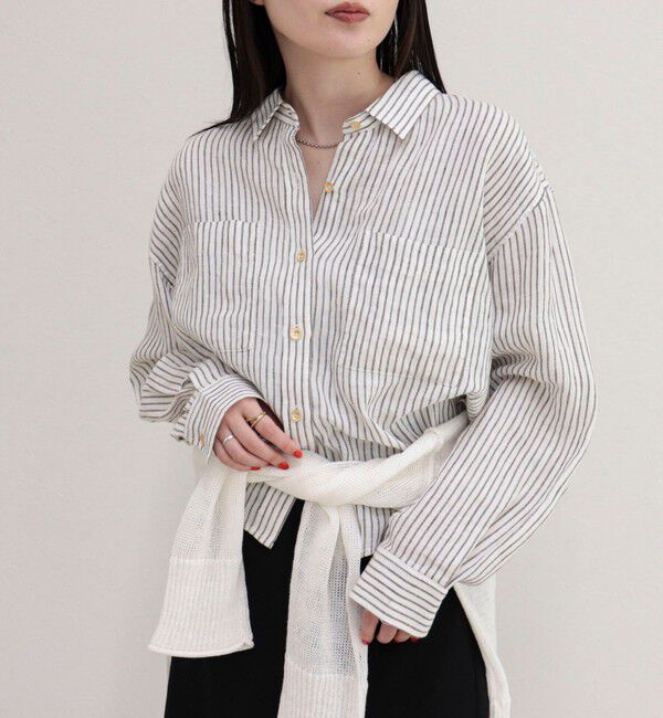 fredy emue「LINEN100 クロップドシャツ」|シャツ・ブラウス|ベージュ系その他