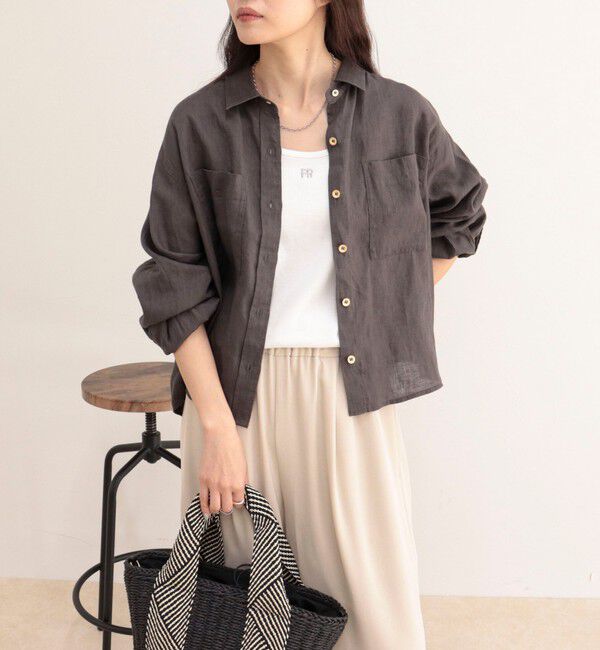 fredy emue「LINEN100 クロップドシャツ」|シャツ・ブラウス|