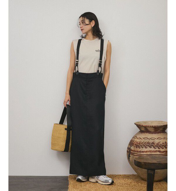 SALON adam et rope'「【WEB限定】ヨーロピアンフラックスリネンサスペンダースカート［取り外し可能］」|スカート|