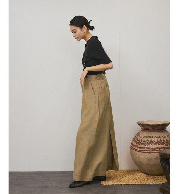 SALON adam et rope'「【WEB限定】ヨーロピアンフラックスリネンサスペンダースカート［取り外し可能］」|スカート|