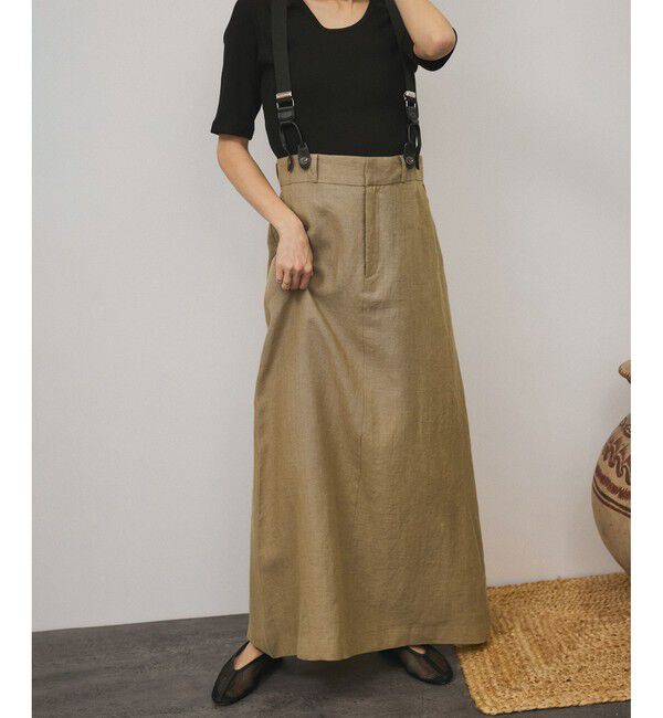 SALON adam et rope'「【WEB限定】ヨーロピアンフラックスリネンサスペンダースカート［取り外し可能］」|スカート|