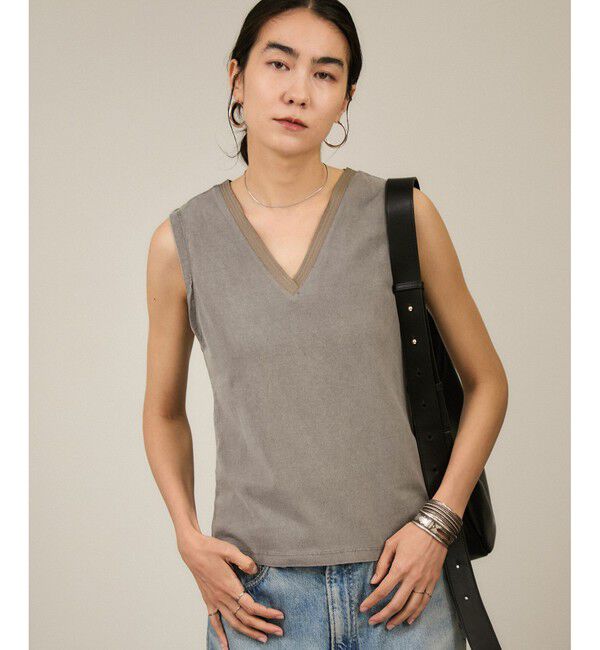 SALON adam et rope'「ビンテージライクオーバーダイプランジネックプルーバー」|タンクトップ|グレー(07)