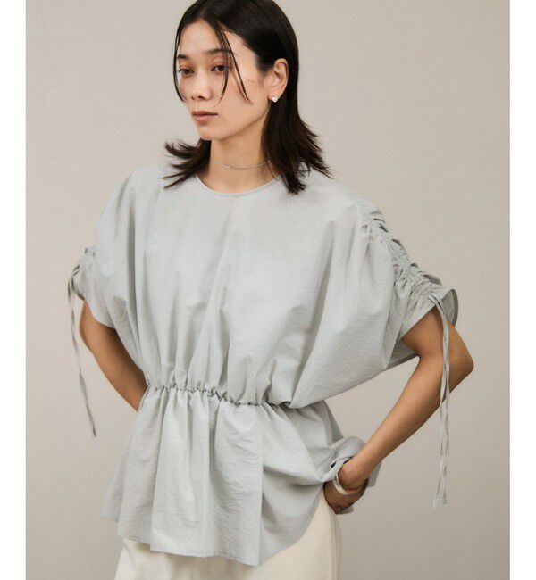 SALON adam et rope'「【WEB限定】シャーリングスリーブブラウス」|シャツ・ブラウス|ライトグレー(08)