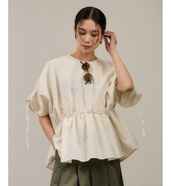 SALON adam et rope'「【WEB限定】シャーリングスリーブブラウス」|シャツ・ブラウス|オフホワイト(15)