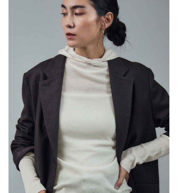 SALON adam et rope'「ハイゲージリブニットフードプルオーバー / イージーケア」|ニット・セーター|オフホワイト(15)