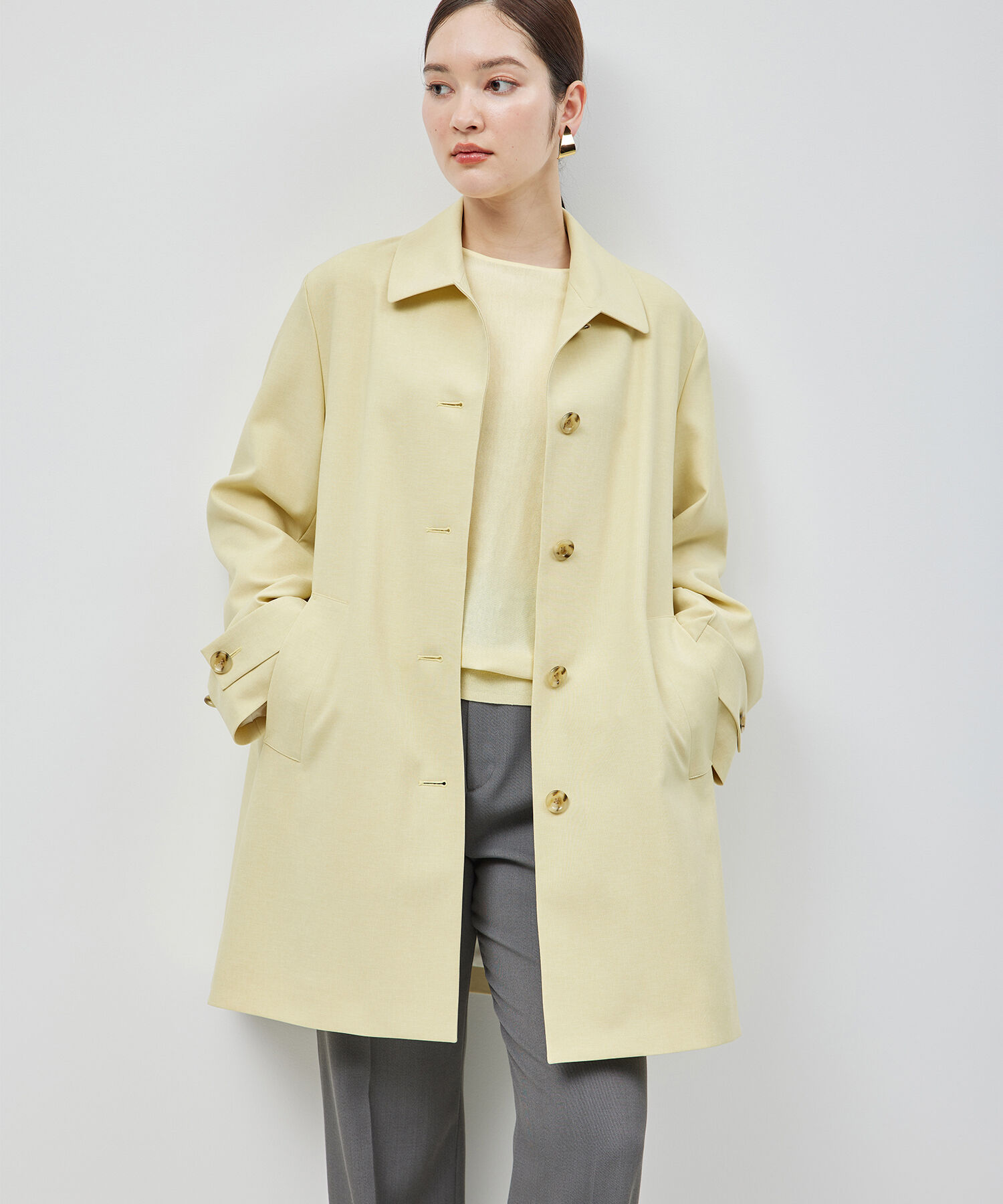 ROPE「ミドル丈ステンカラーコート《軽量・しわになりにくい・ストレッチ素材》」|ステンカラーコート|