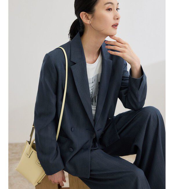 ROPE「バックサテンダブルブレストジャケット」|テーラードジャケット|