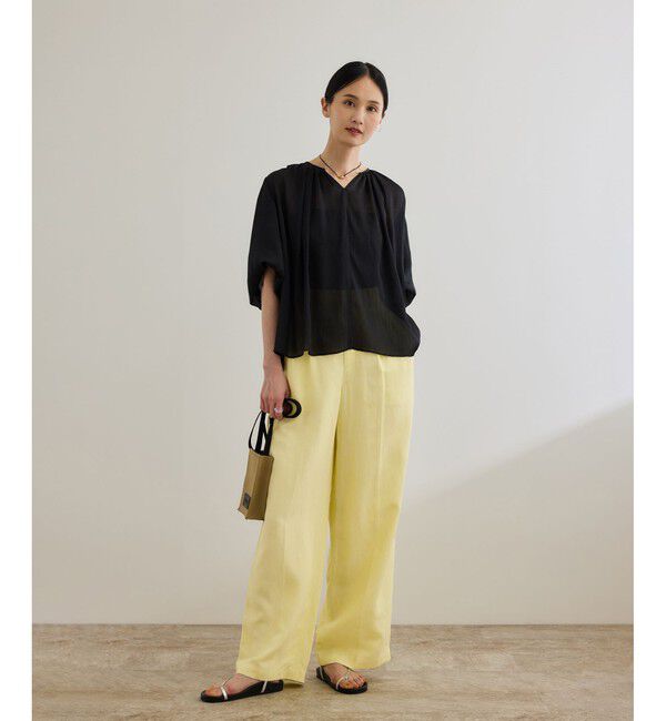 ROPE「レーヨンリネン センタープレスパンツ【セットアップジャケット・ワンピース対応】」|チノ|