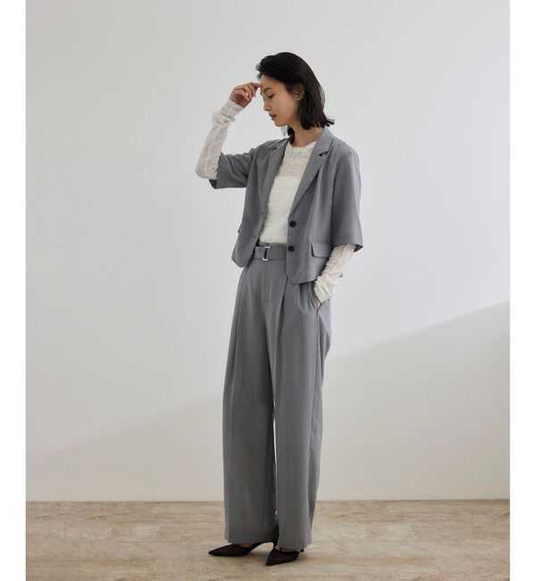 ROPE「【洗える】リネンライクコンパクトジャケット/セットアップ対応【WEB・一部店舗限定】」|テーラードジャケット|