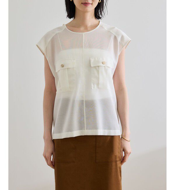 ROPE「【洗える】サファリ シアーブラウス」|シャツ・ブラウス|
