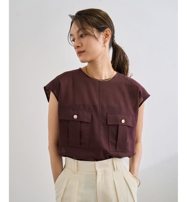 ROPE「【洗える】サファリ シアーブラウス」|シャツ・ブラウス|ブラウン系(22)