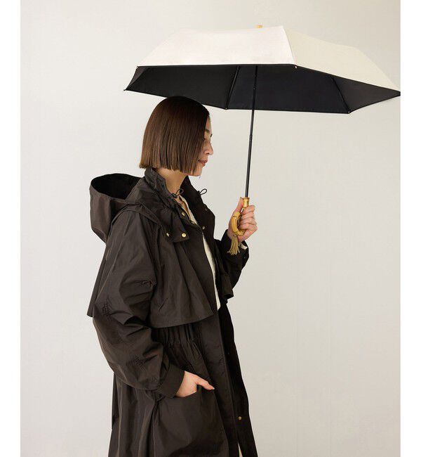 ROPE「[晴雨兼用]バンブーハンドルバイカラーコンパクトパラソル(折りたたみ傘・日傘)/UV100%カット/完全遮光生地」|傘|