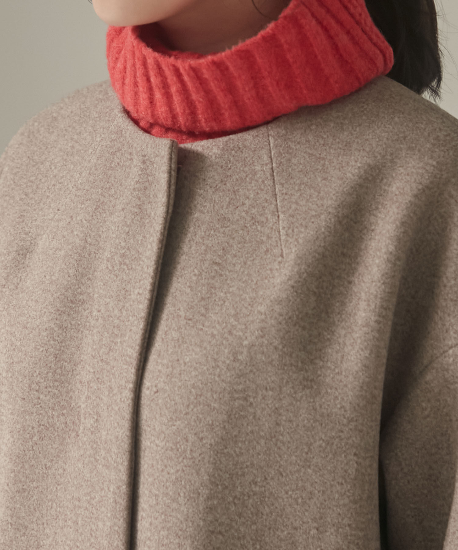 VIS「スッキリ見えフェイクウールノーカラーロングコート」|その他|