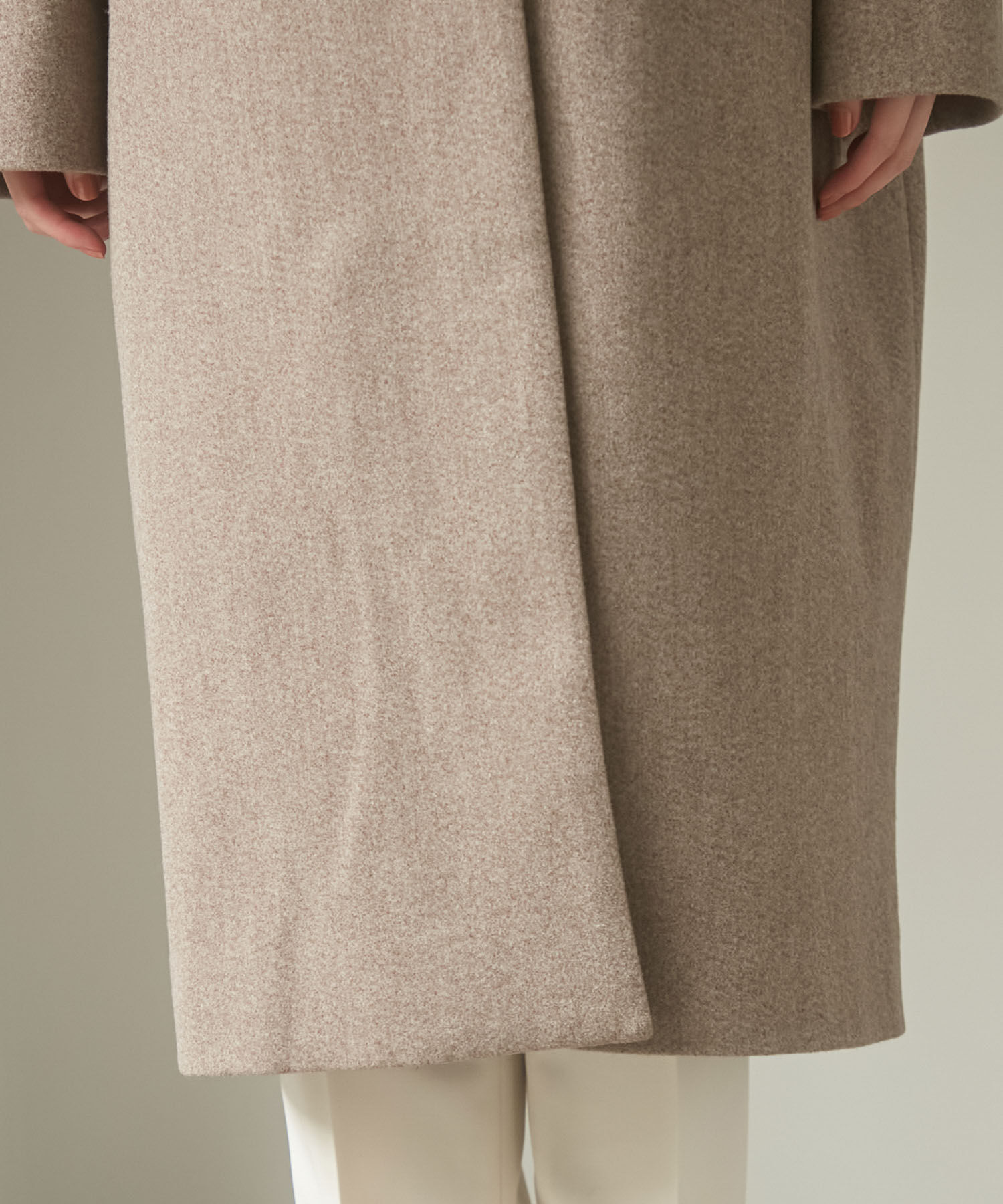 VIS「スッキリ見えフェイクウールノーカラーロングコート」|その他|