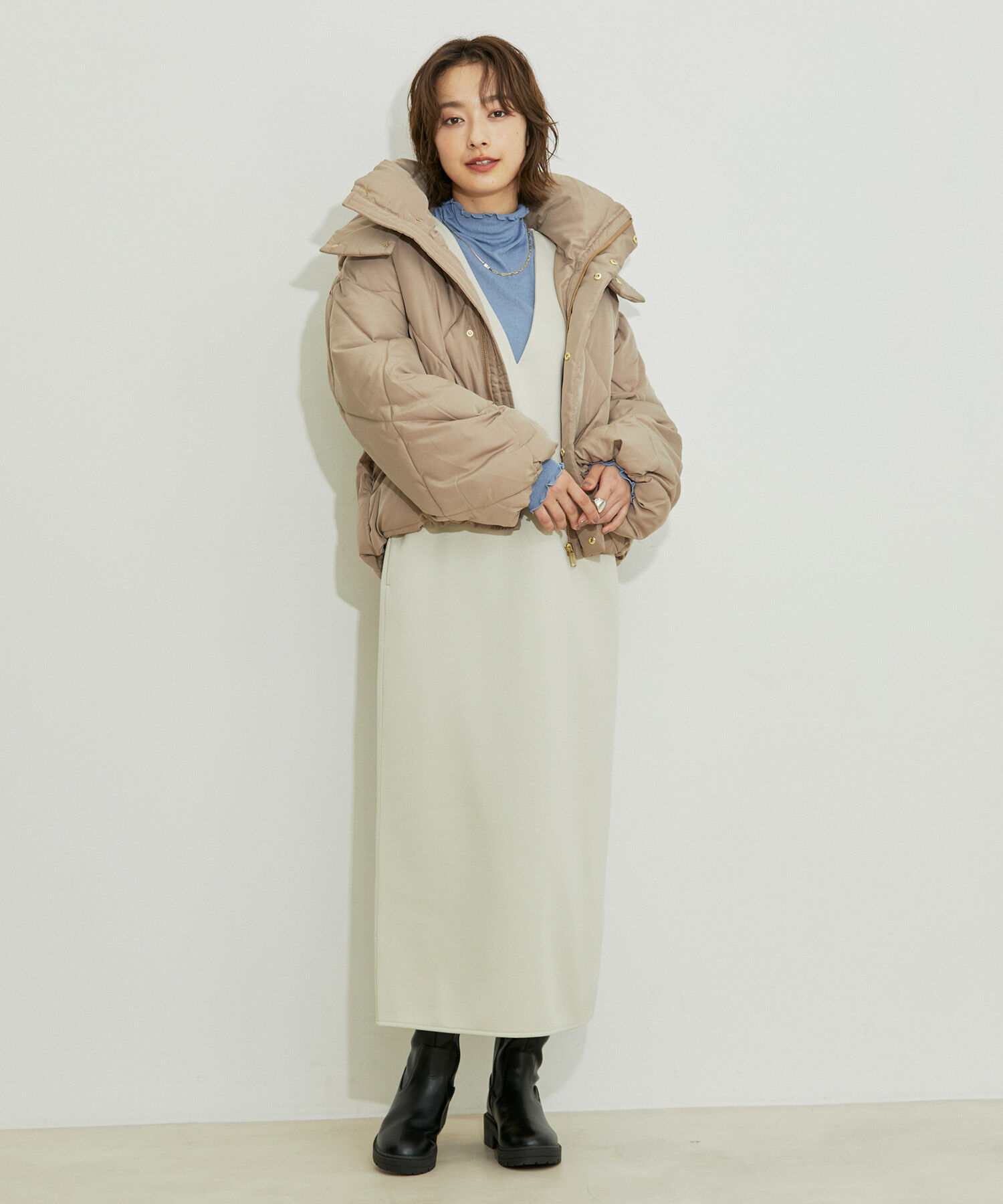 vis-a-vis「【WEB限定】ファイバーダウンダイヤキルトショートブルゾン」|ダウン|