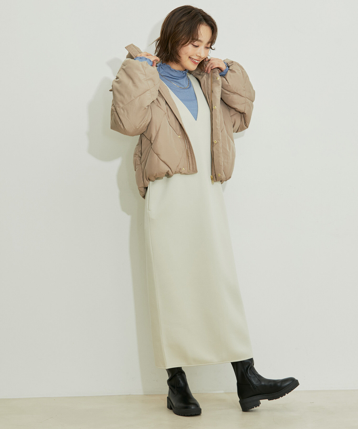 vis-a-vis「【WEB限定】ファイバーダウンダイヤキルトショートブルゾン」|ダウン|