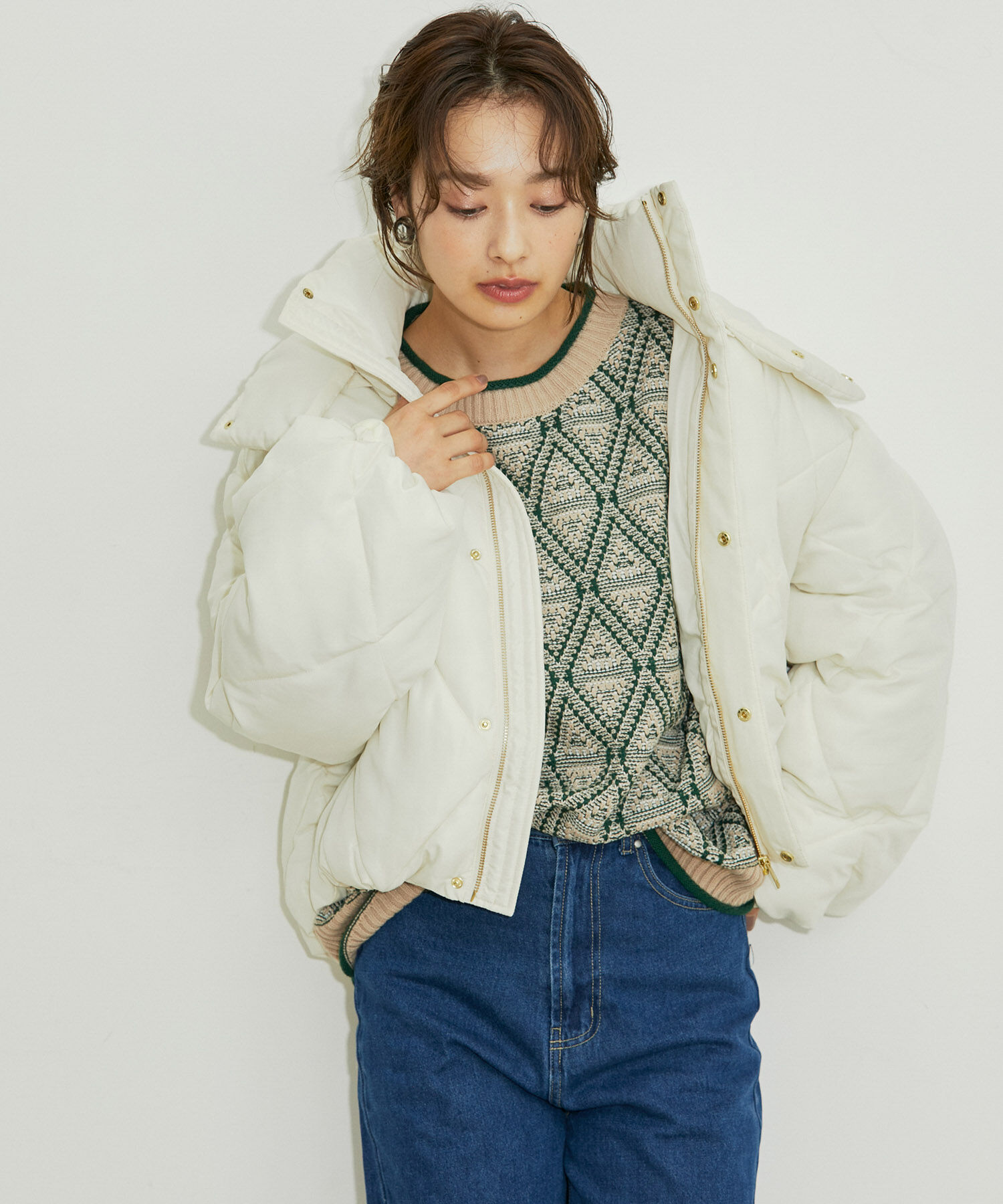 vis-a-vis「【WEB限定】ファイバーダウンダイヤキルトショートブルゾン」|ダウン|