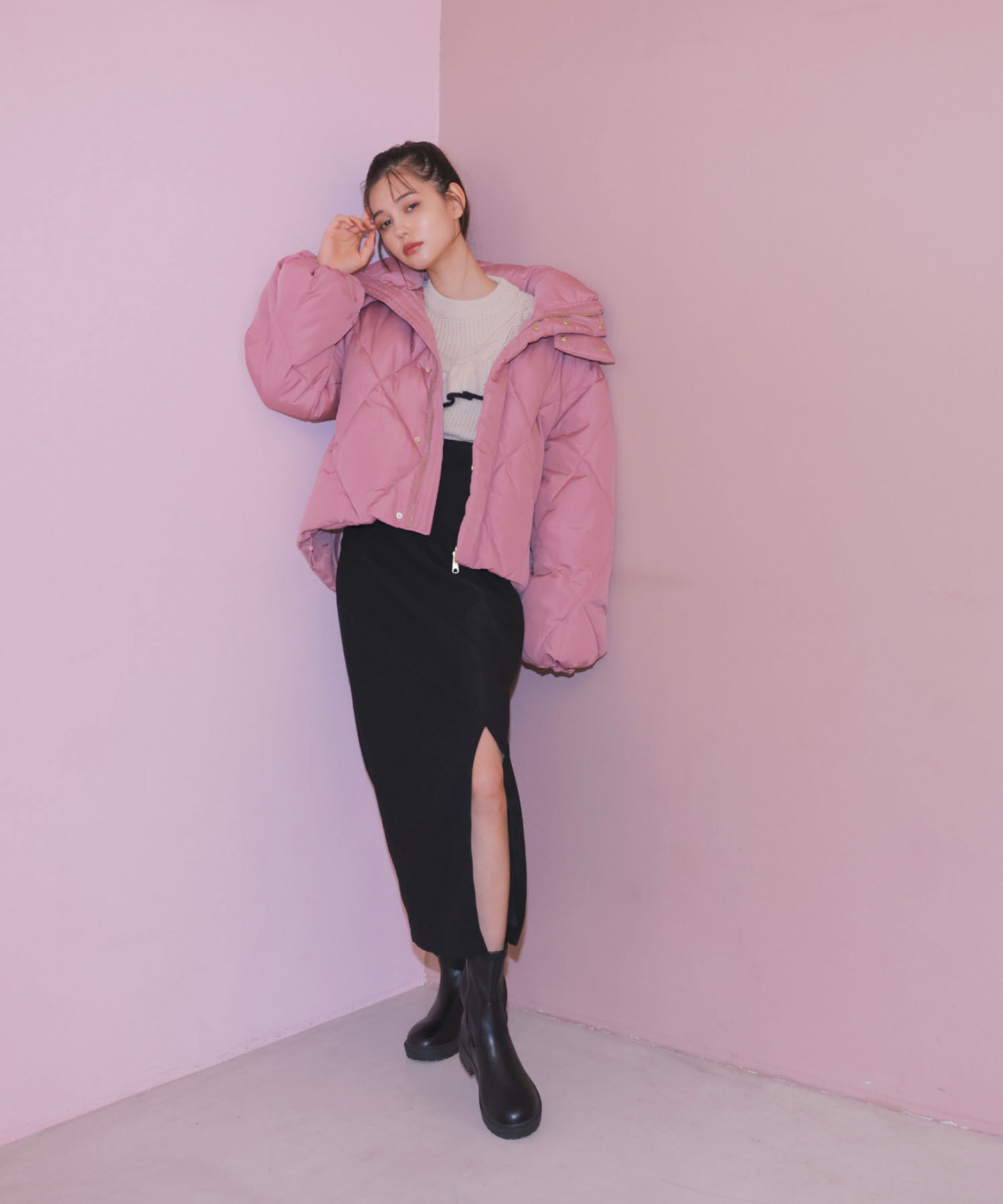 vis-a-vis「【WEB限定】ファイバーダウンダイヤキルトショートブルゾン」|ダウン|