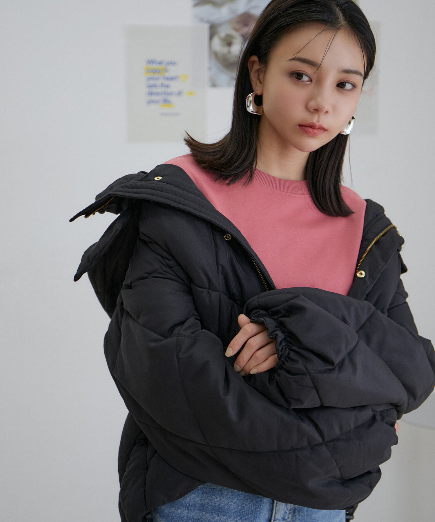 vis-a-vis「【WEB限定】ファイバーダウンダイヤキルトショートブルゾン」|ダウン|