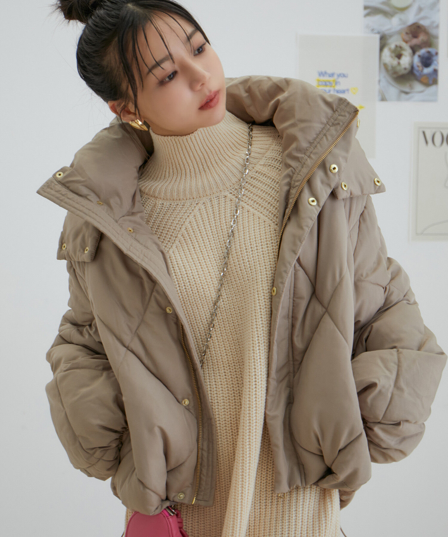 vis-a-vis「【WEB限定】ファイバーダウンダイヤキルトショートブルゾン」|ダウン|