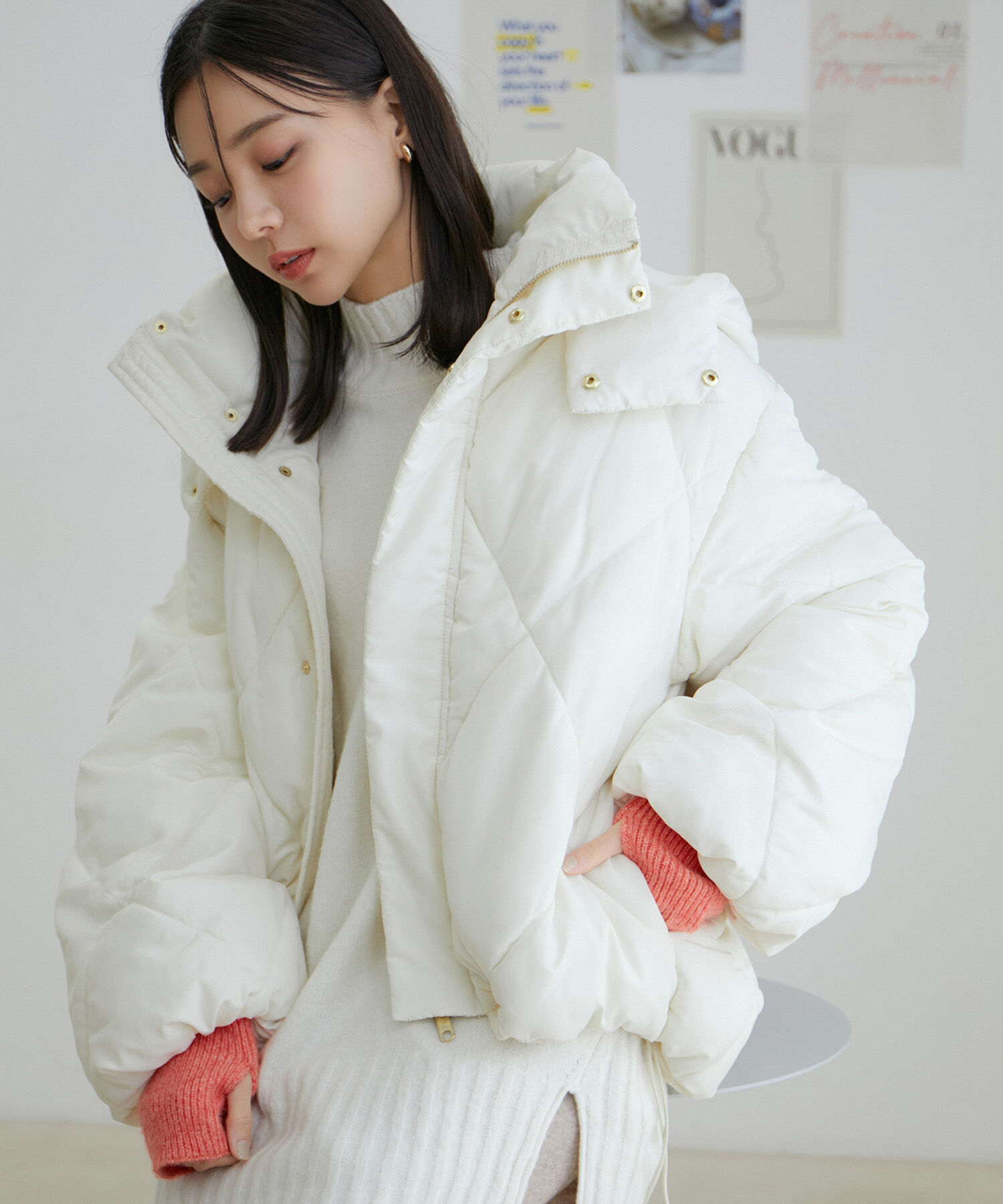 vis-a-vis「【WEB限定】ファイバーダウンダイヤキルトショートブルゾン」|ダウン|