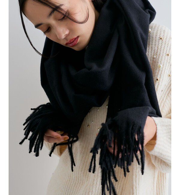 VIS「【リサイクルポリ】なめらかタッチ無地大判ストール」|ストール|