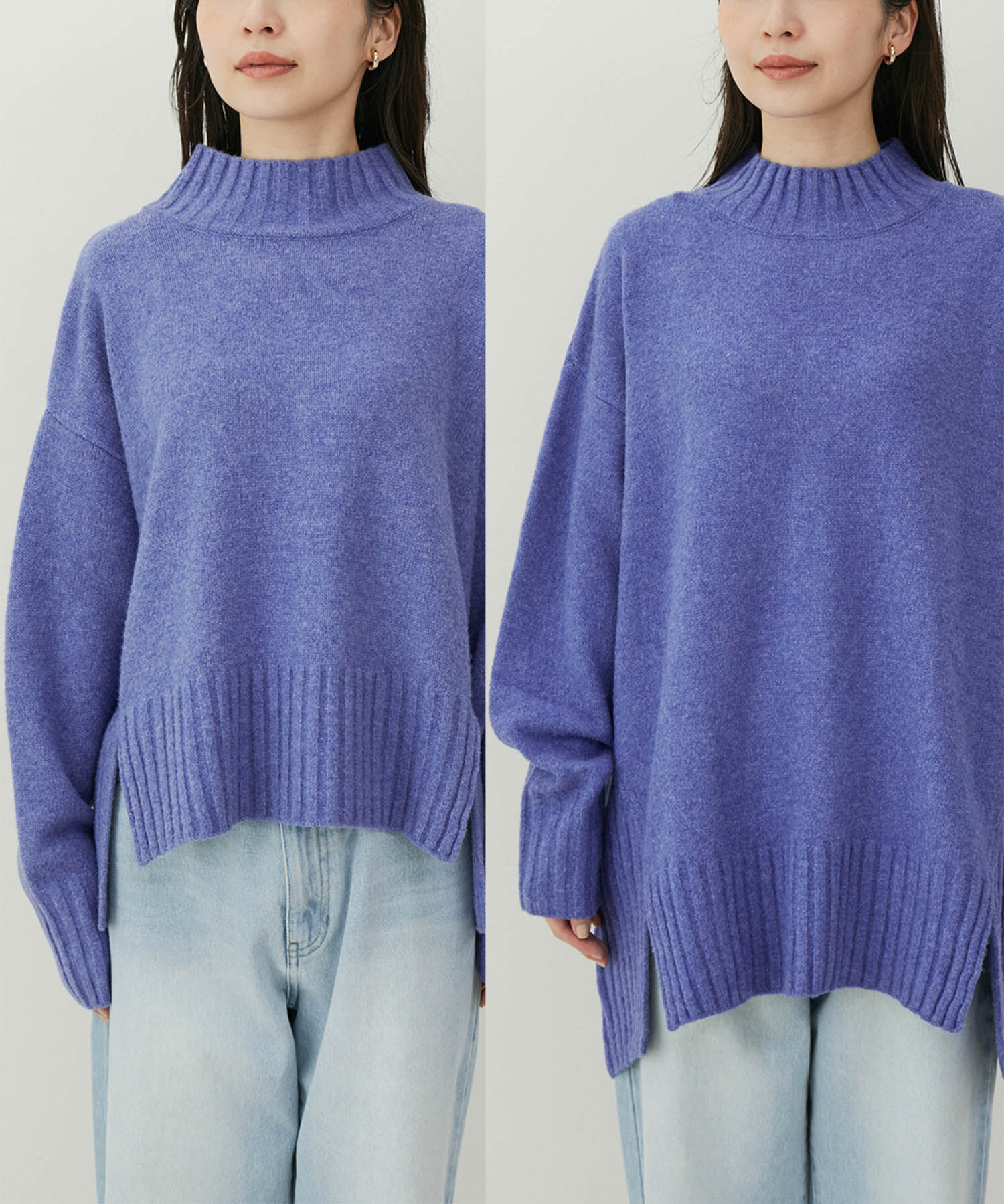 VIS「【選べる着丈】ふわもこサイドスリットニット【洗える】」|ニット・セーター|