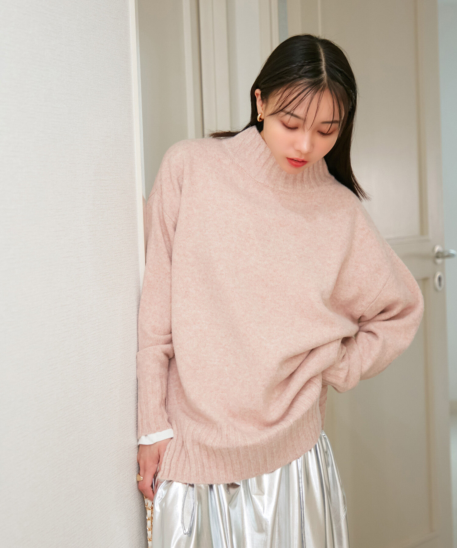 VIS「【選べる着丈】ふわもこサイドスリットニット【洗える】」|ニット・セーター|