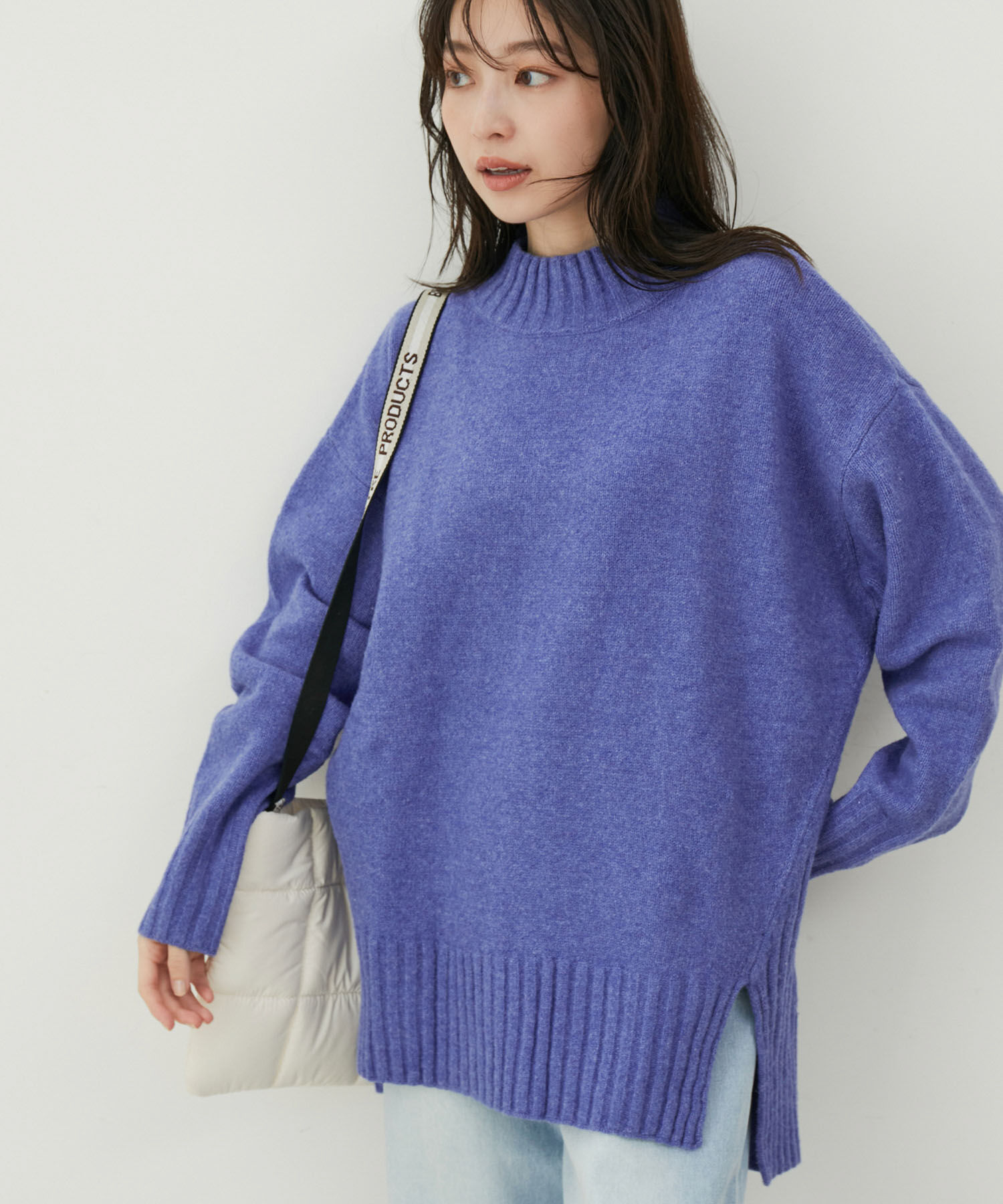 VIS「【選べる着丈】ふわもこサイドスリットニット【洗える】」|ニット・セーター|