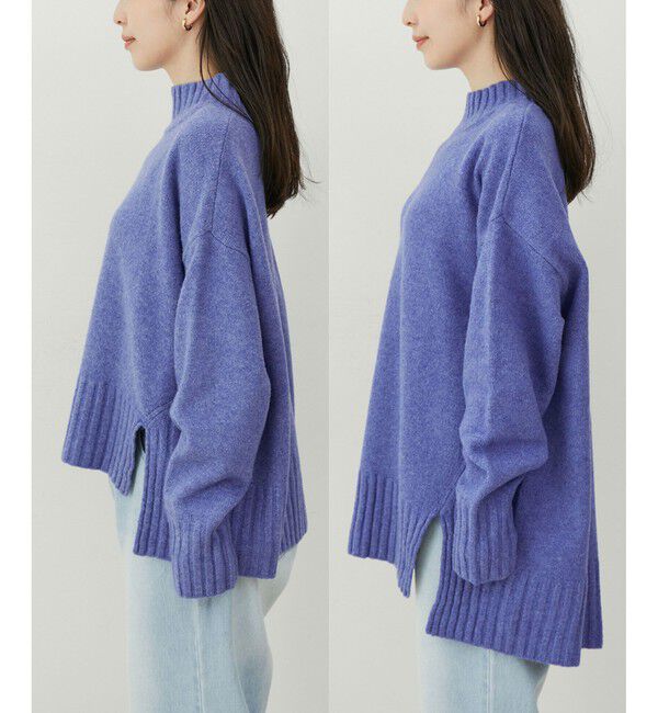 VIS「【選べる着丈】ふわもこサイドスリットニット【洗える】」|ニット・セーター|