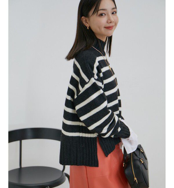 VIS「【選べる着丈】ふわもこサイドスリットニット【洗える】」|ニット・セーター|