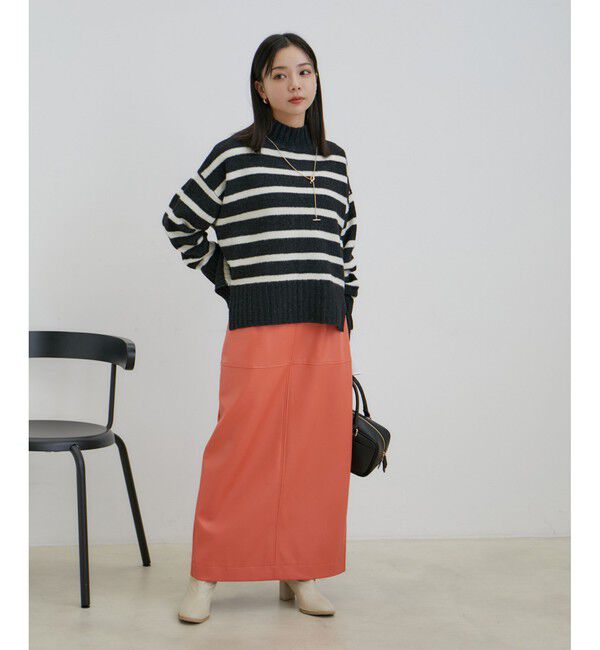VIS「【選べる着丈】ふわもこサイドスリットニット【洗える】」|ニット・セーター|