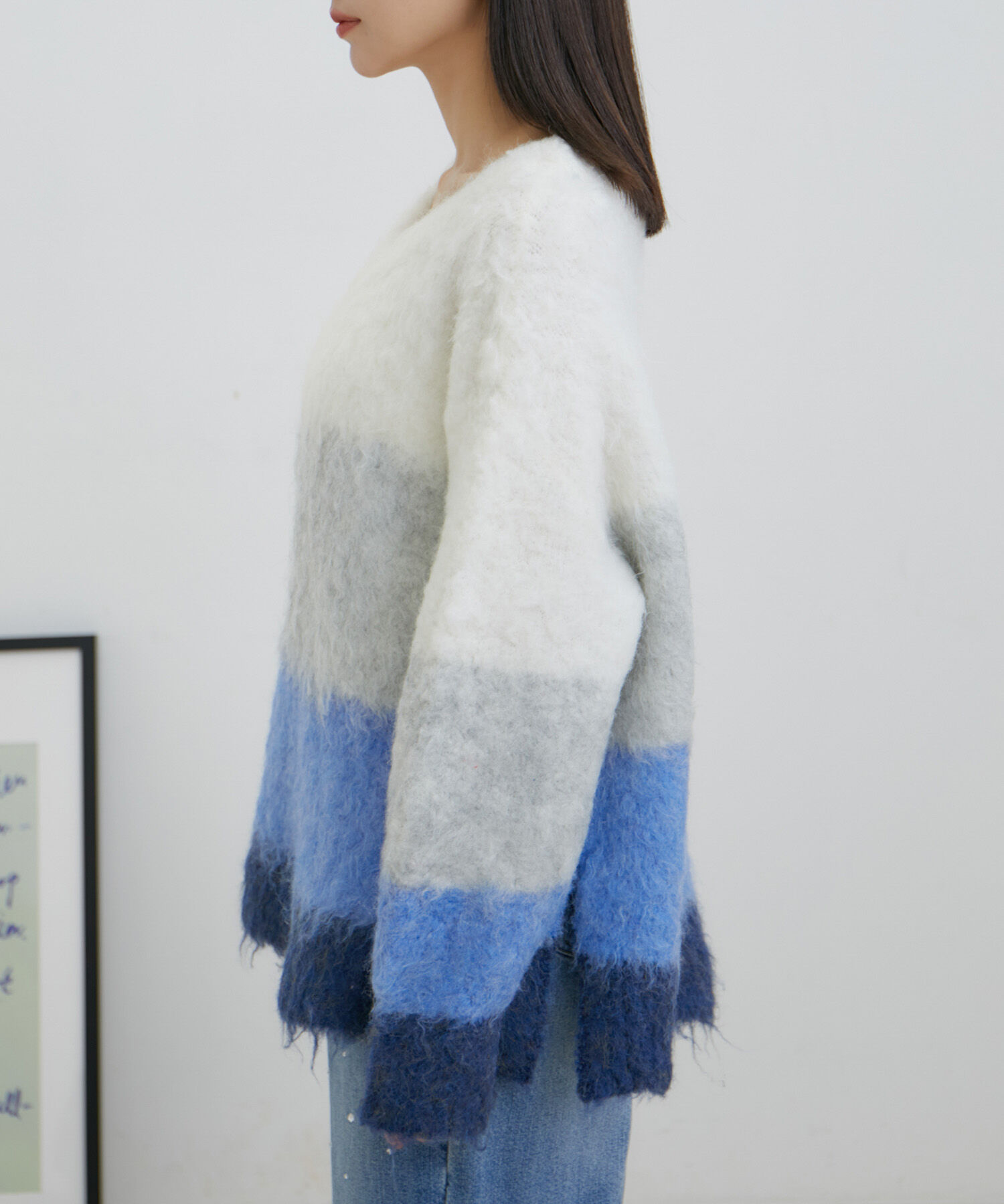 VIS「カラーボーダーVネックニット」|ニット・セーター|