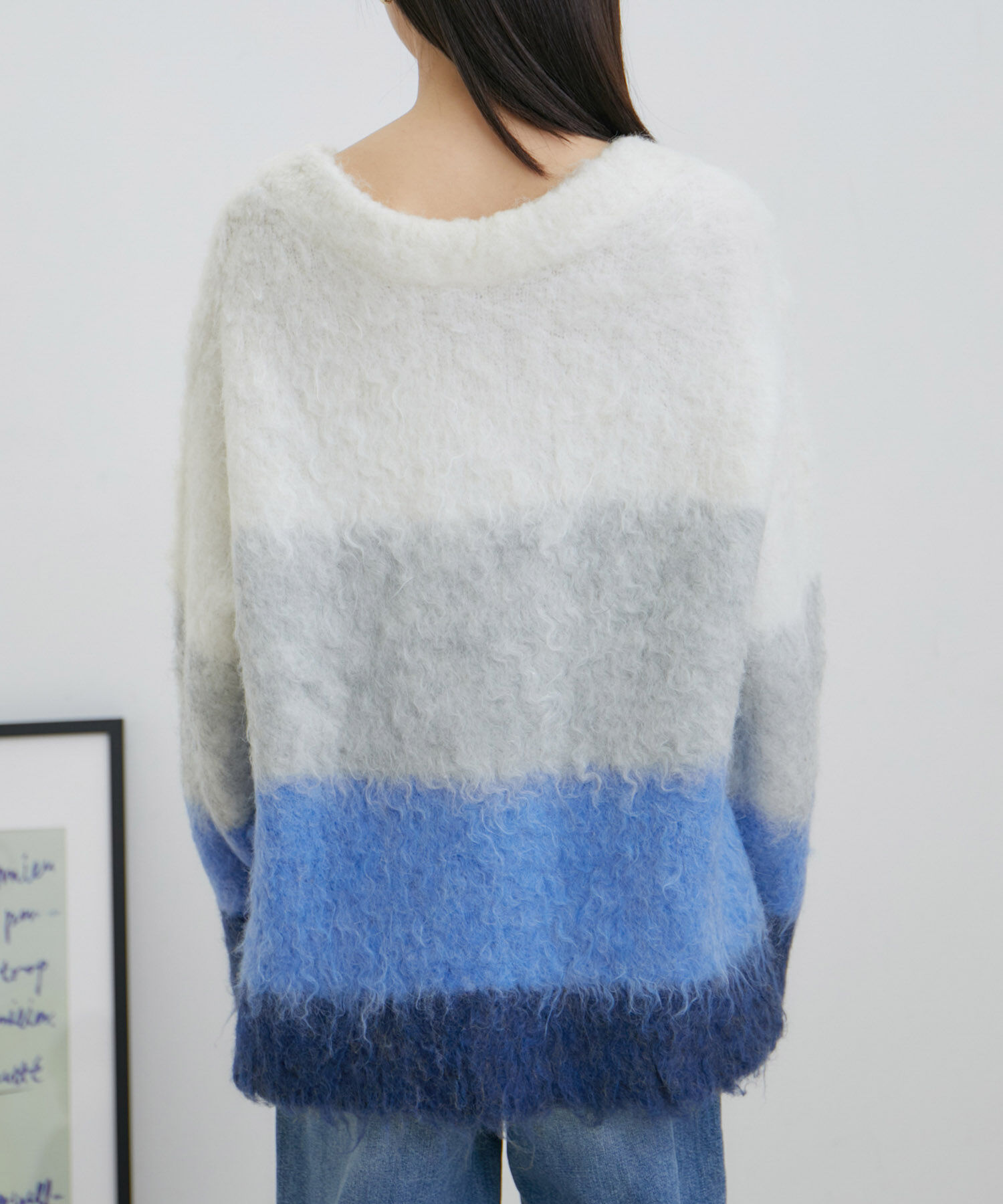 VIS「カラーボーダーVネックニット」|ニット・セーター|