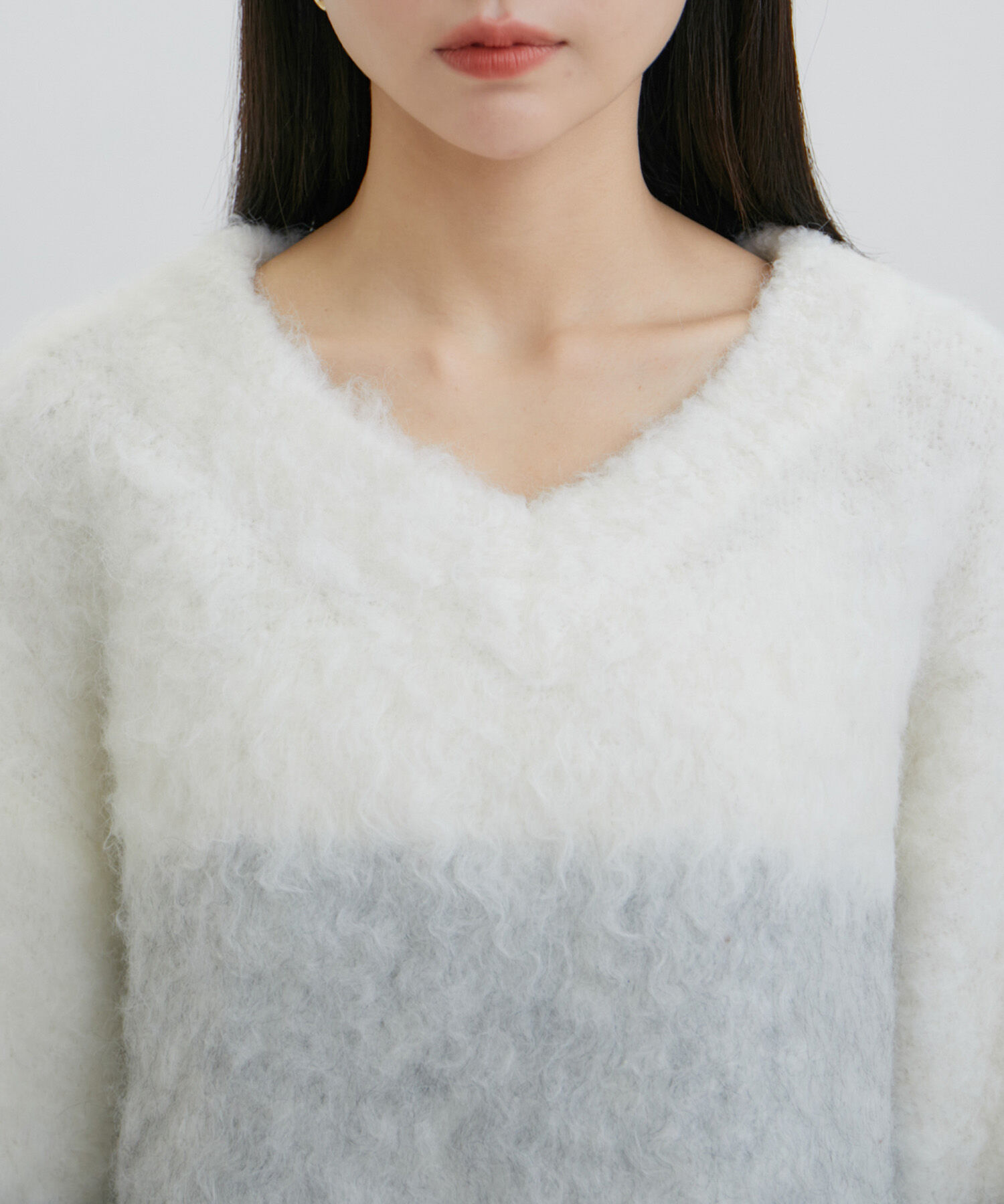 VIS「カラーボーダーVネックニット」|ニット・セーター|