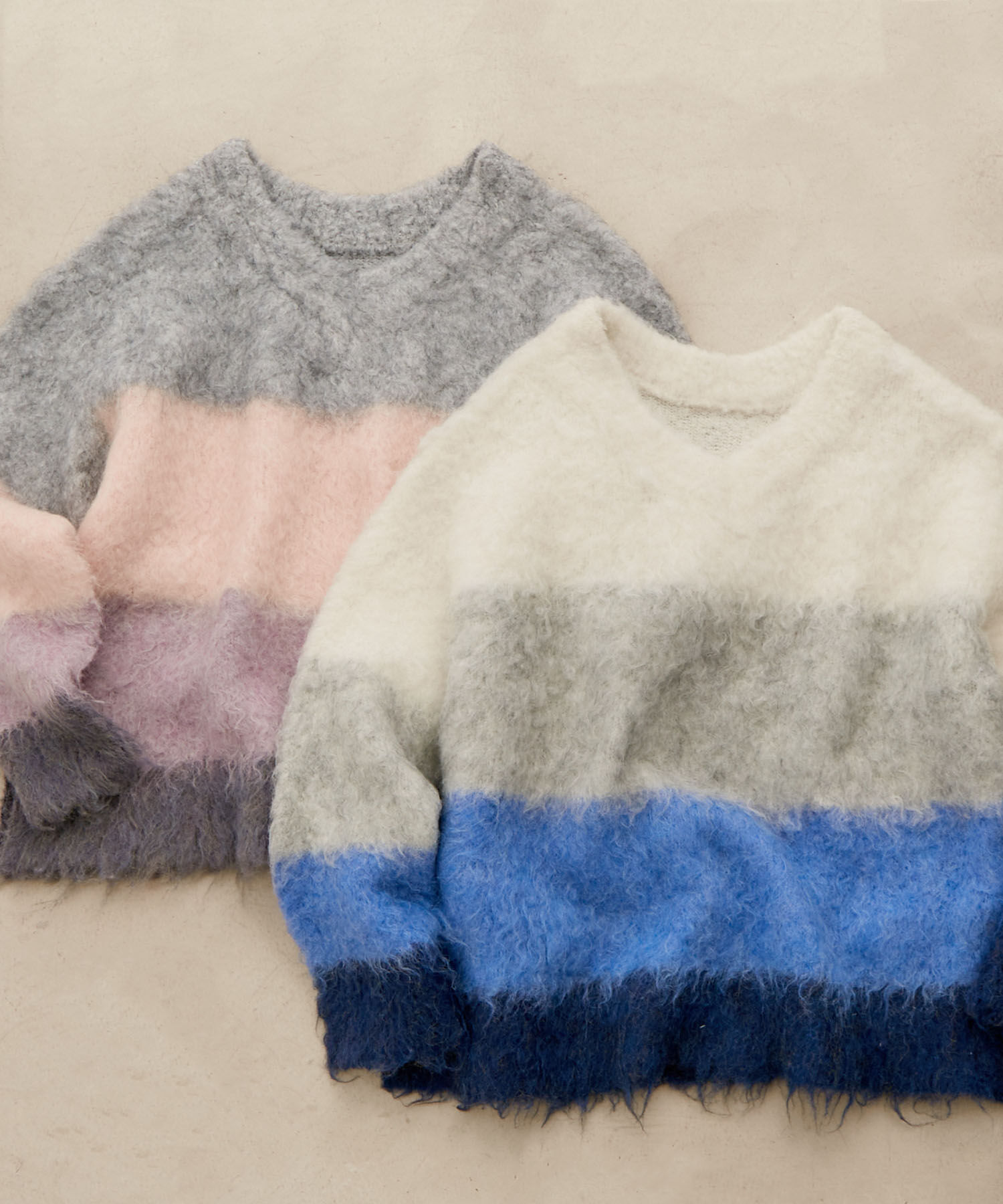 VIS「カラーボーダーVネックニット」|ニット・セーター|