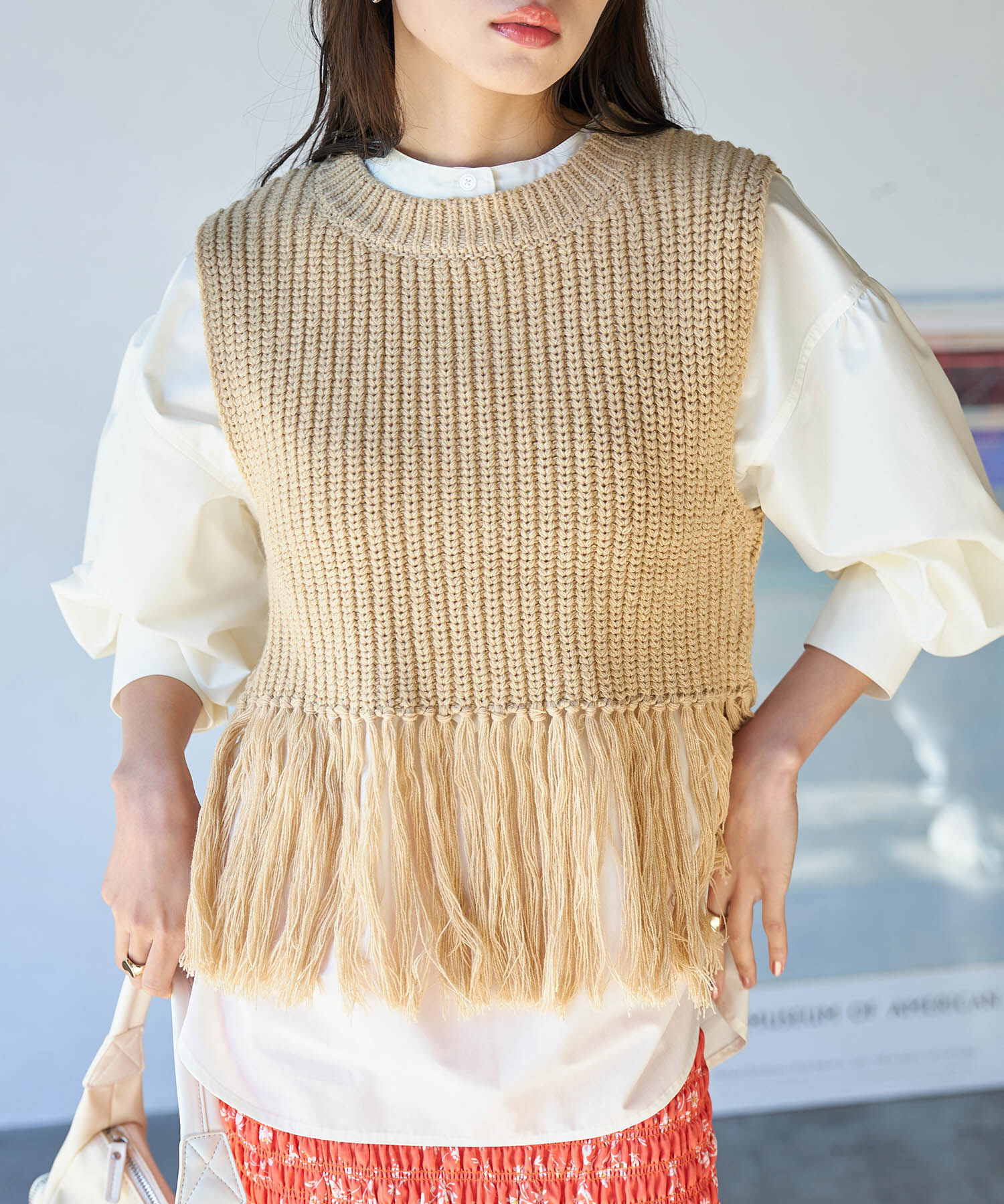 VIS「フリンジニットベスト」|ベスト・ジレ|