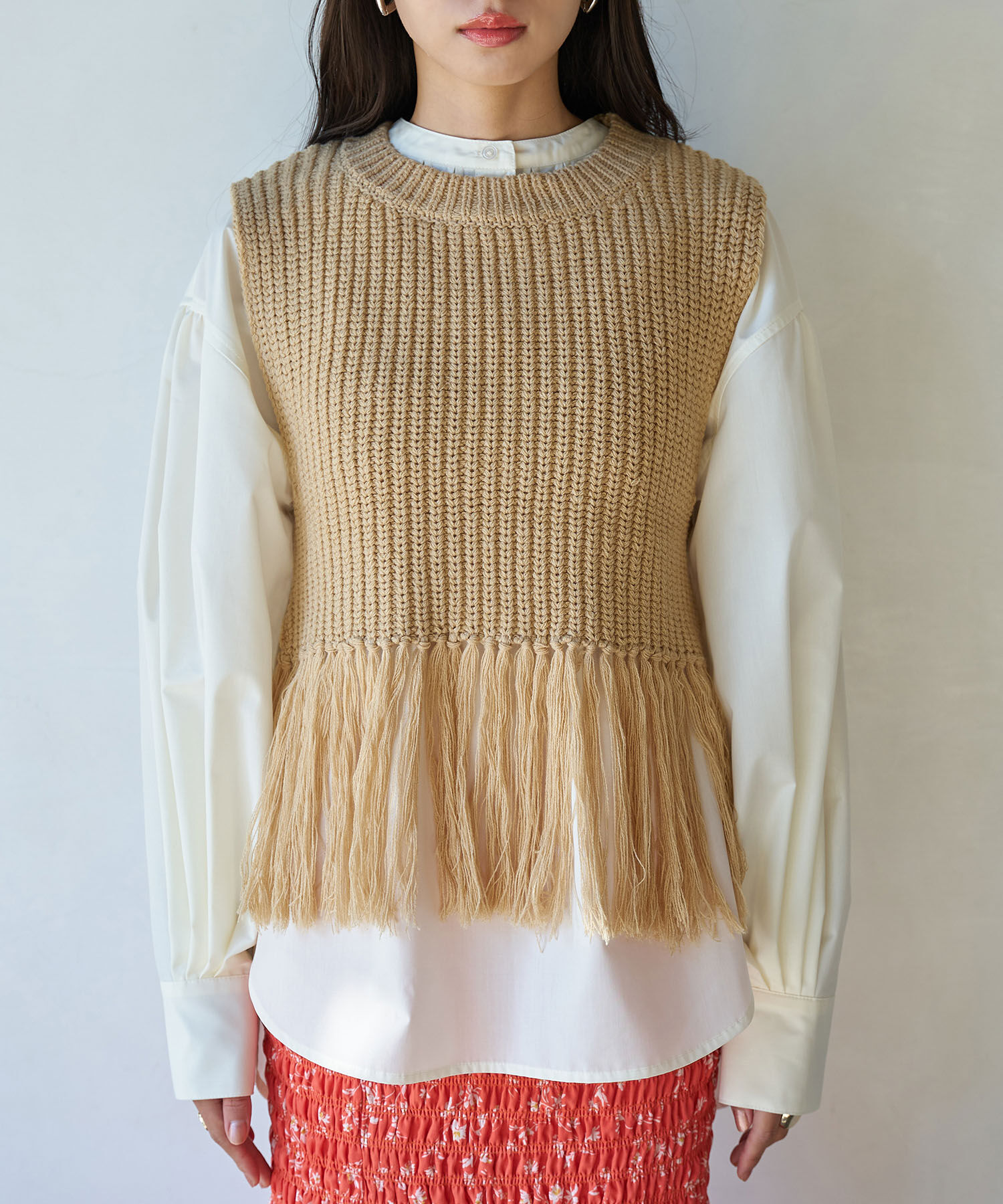 VIS「フリンジニットベスト」|ベスト・ジレ|