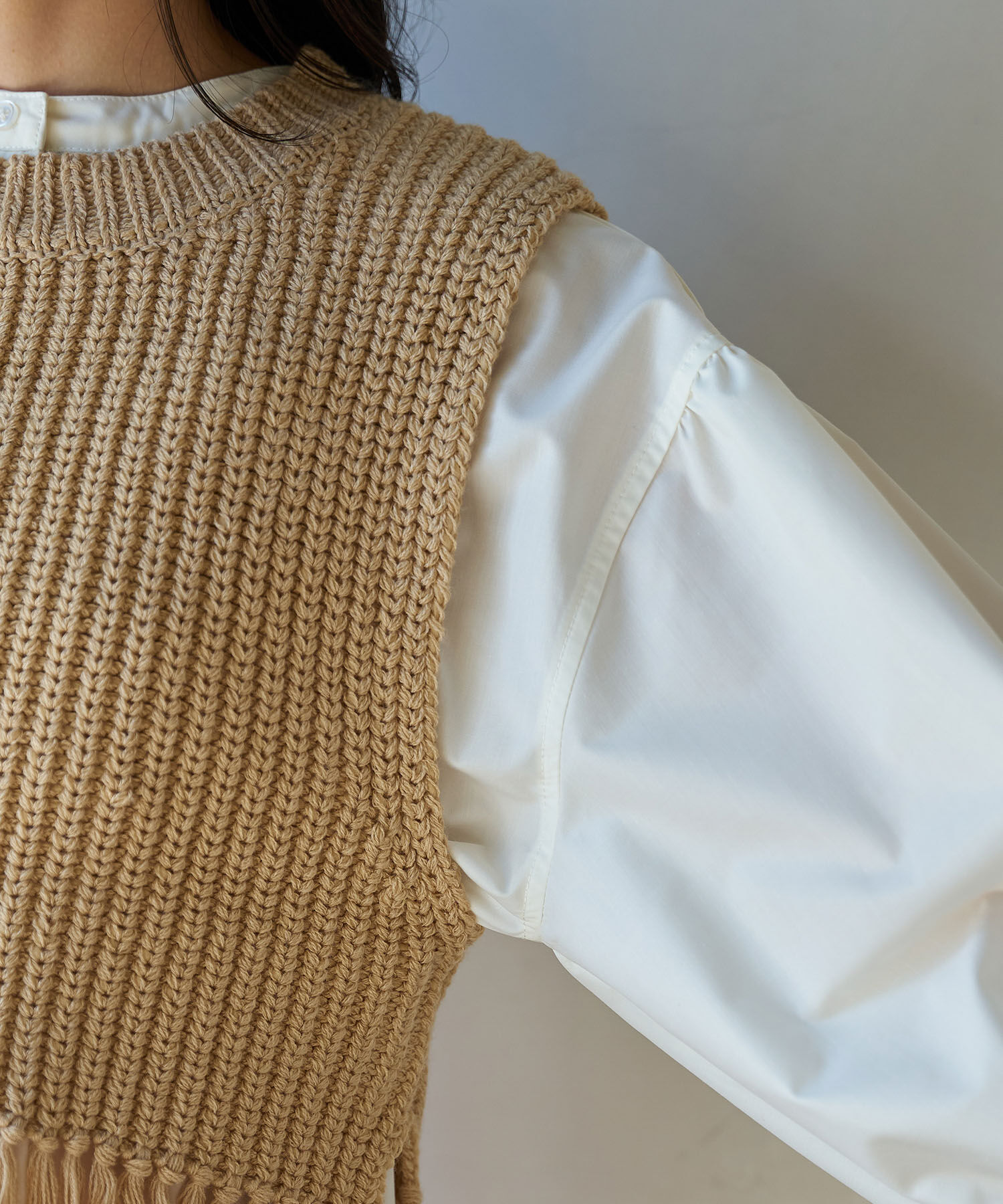 VIS「フリンジニットベスト」|ベスト・ジレ|