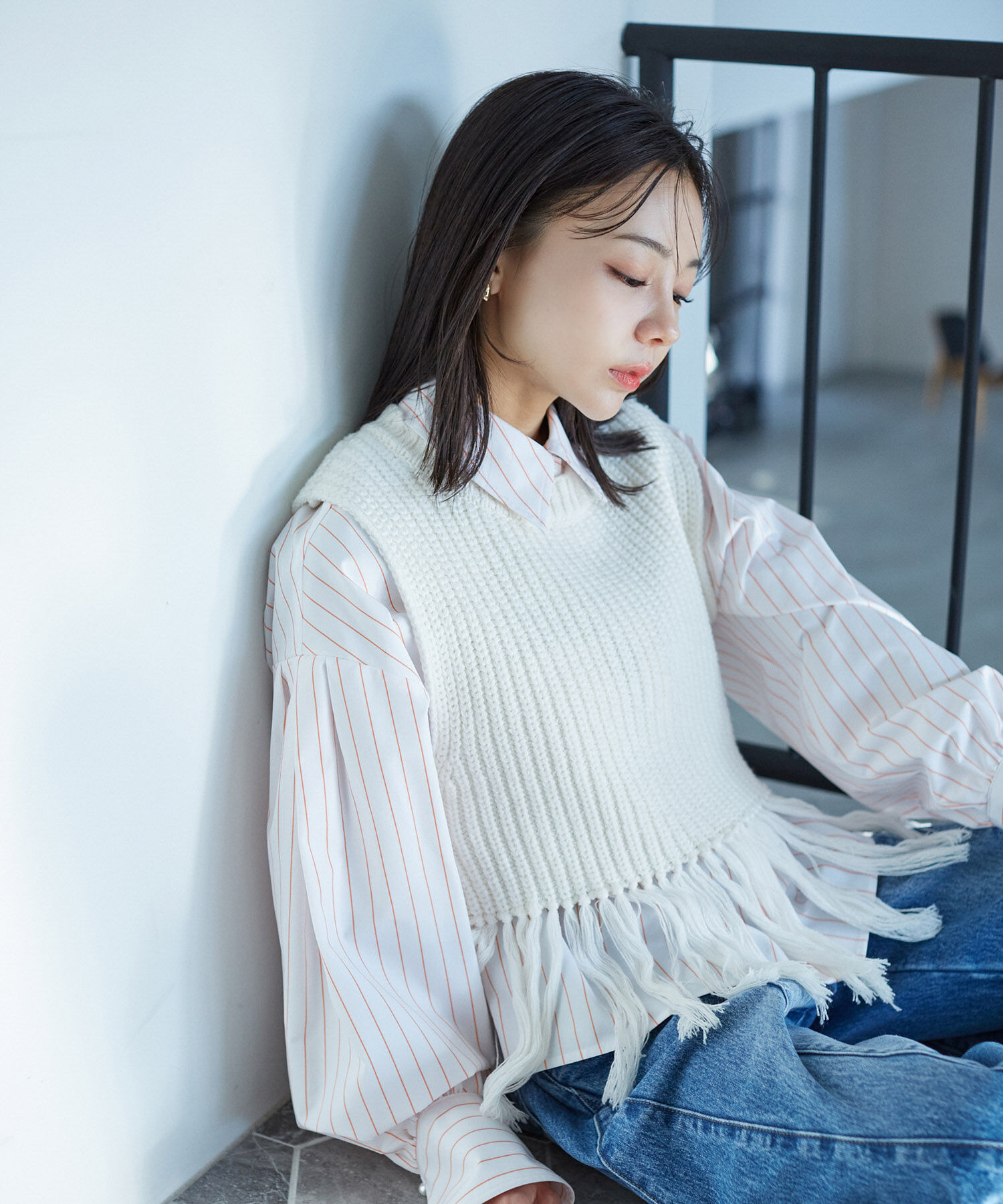 VIS「フリンジニットベスト」|ベスト・ジレ|