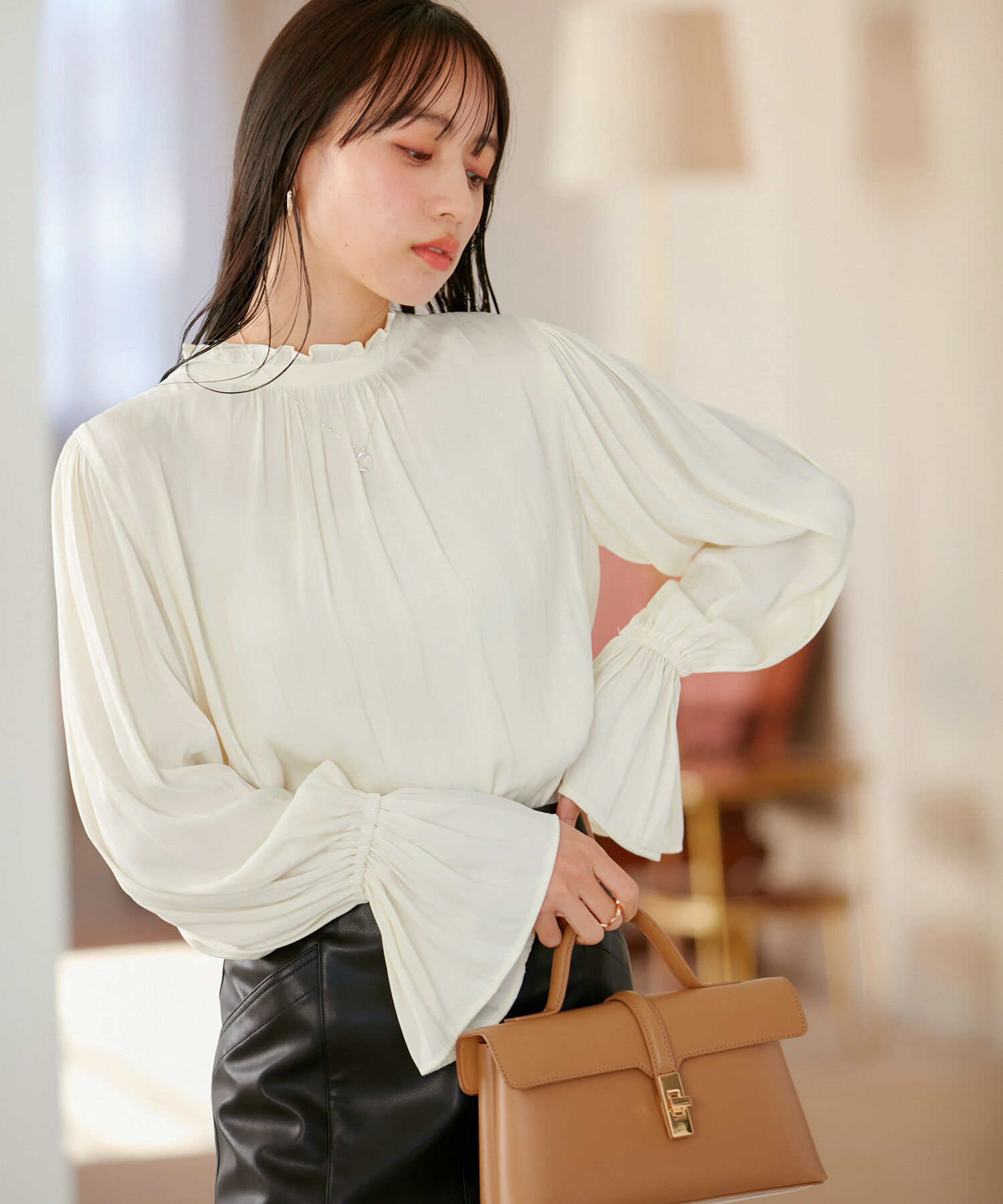 VIS「【前後2WAY】割繊ピンタックブラウス【洗える】」|シャツ・ブラウス|