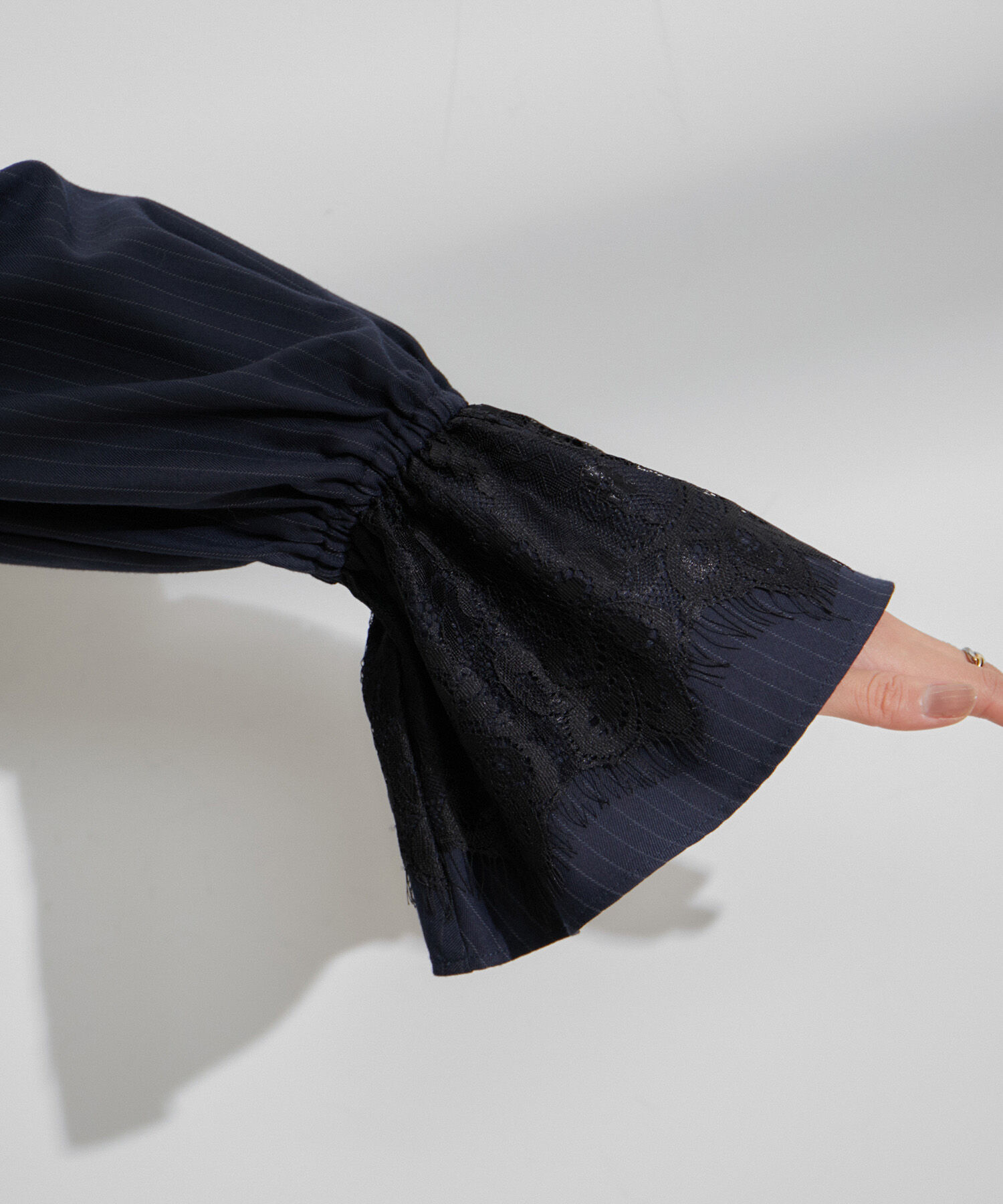 VIS「【VIS DRESS】ピンストライプレースオールインワン【洗える】」|オールインワン|