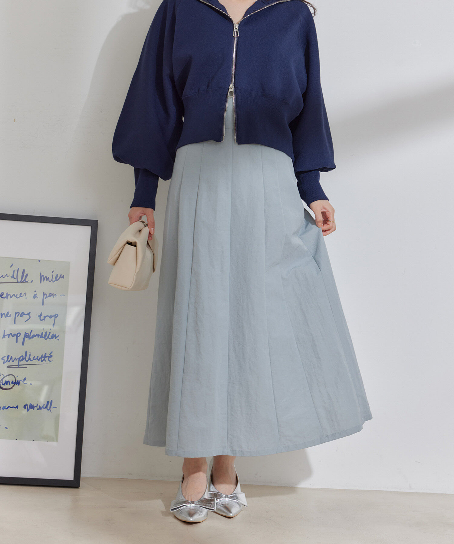 VIS「【セットアップ対応】ナイロンワッシャーAラインスカート【洗える】」|スカート|