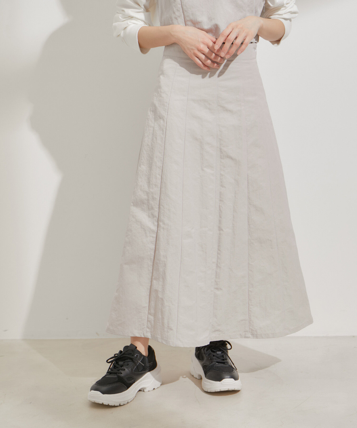 VIS「【セットアップ対応】ナイロンワッシャーAラインスカート【洗える】」|スカート|