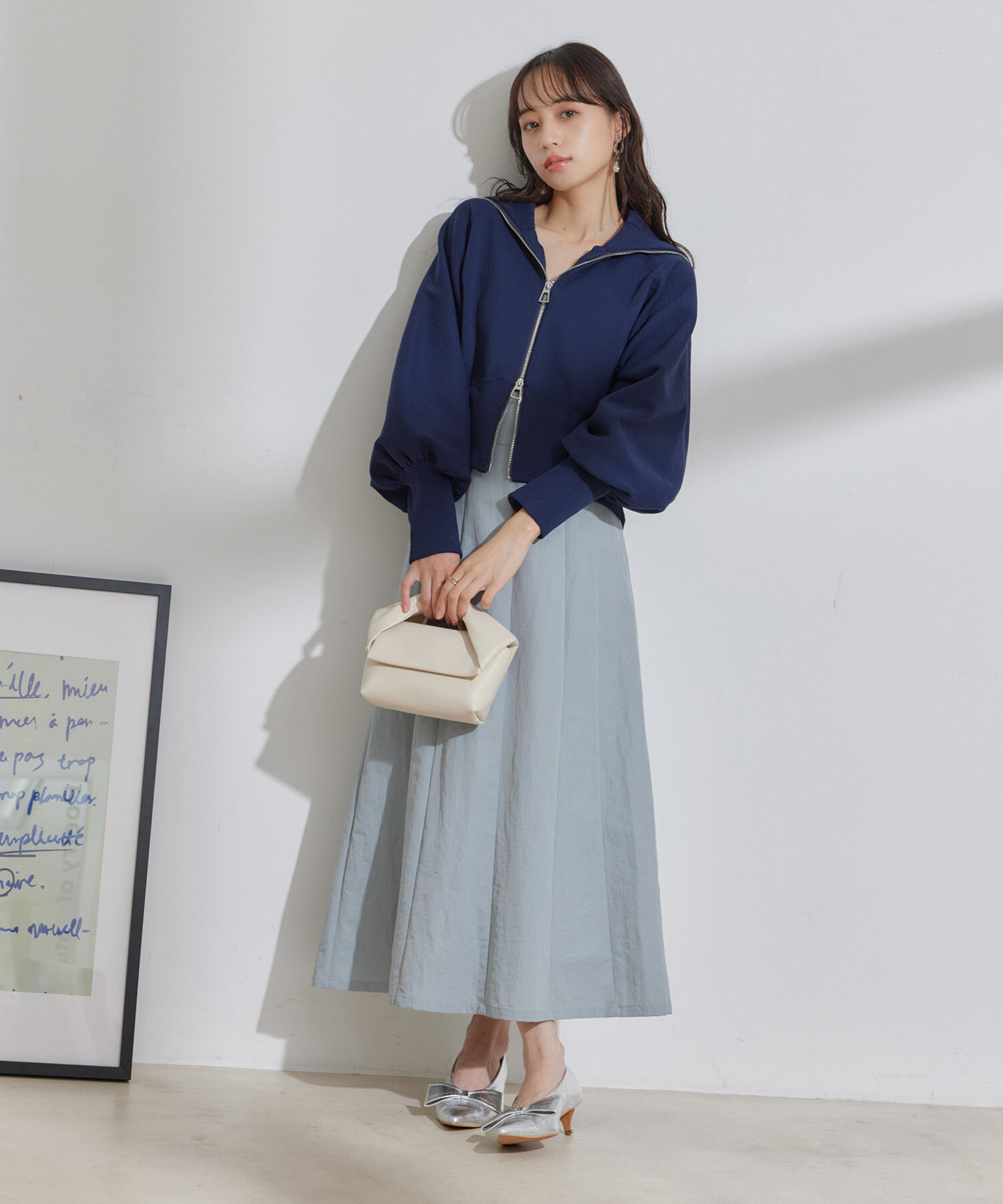 VIS「【セットアップ対応】ナイロンワッシャーAラインスカート【洗える】」|スカート|