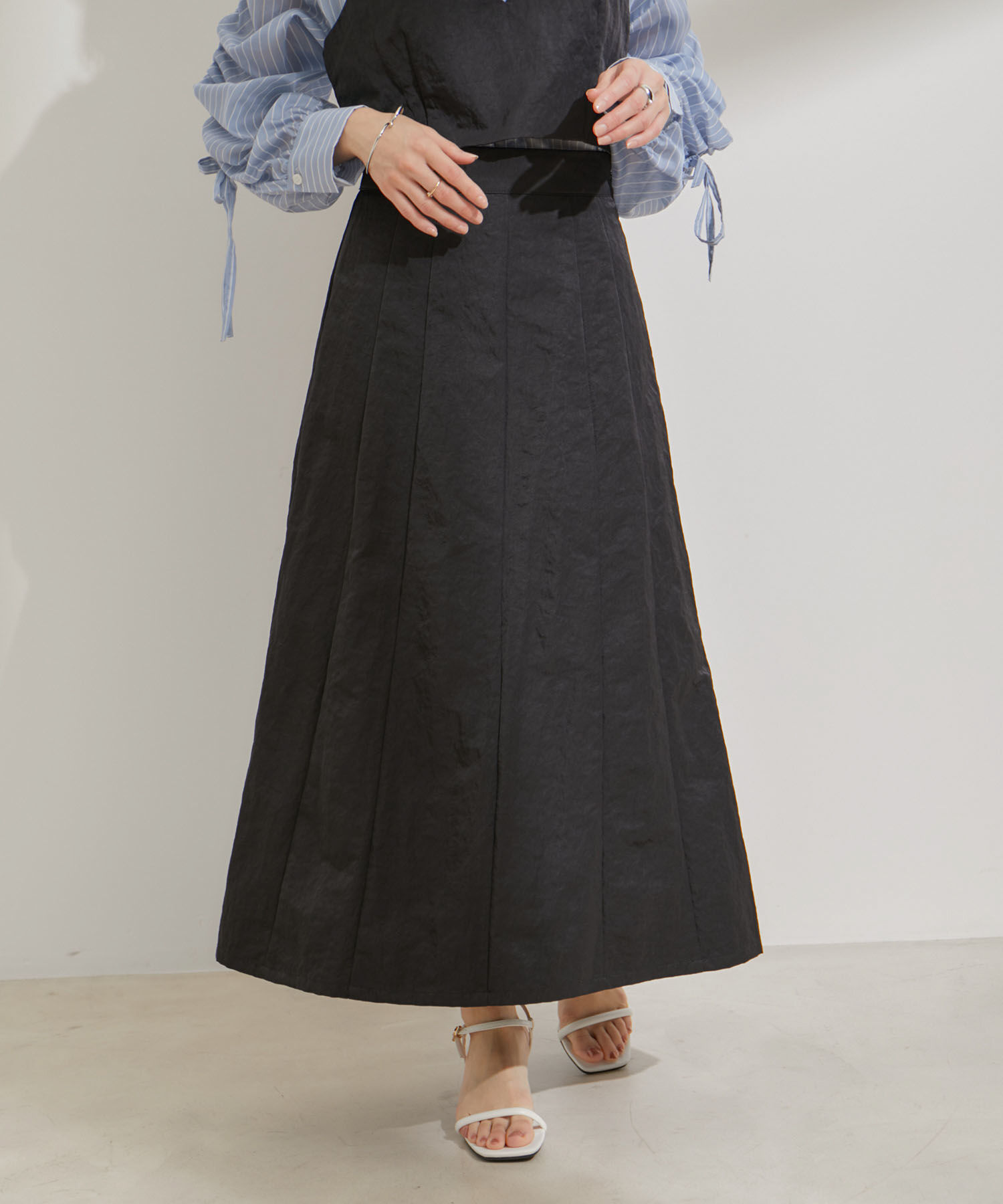 VIS「【セットアップ対応】ナイロンワッシャーAラインスカート【洗える】」|スカート|