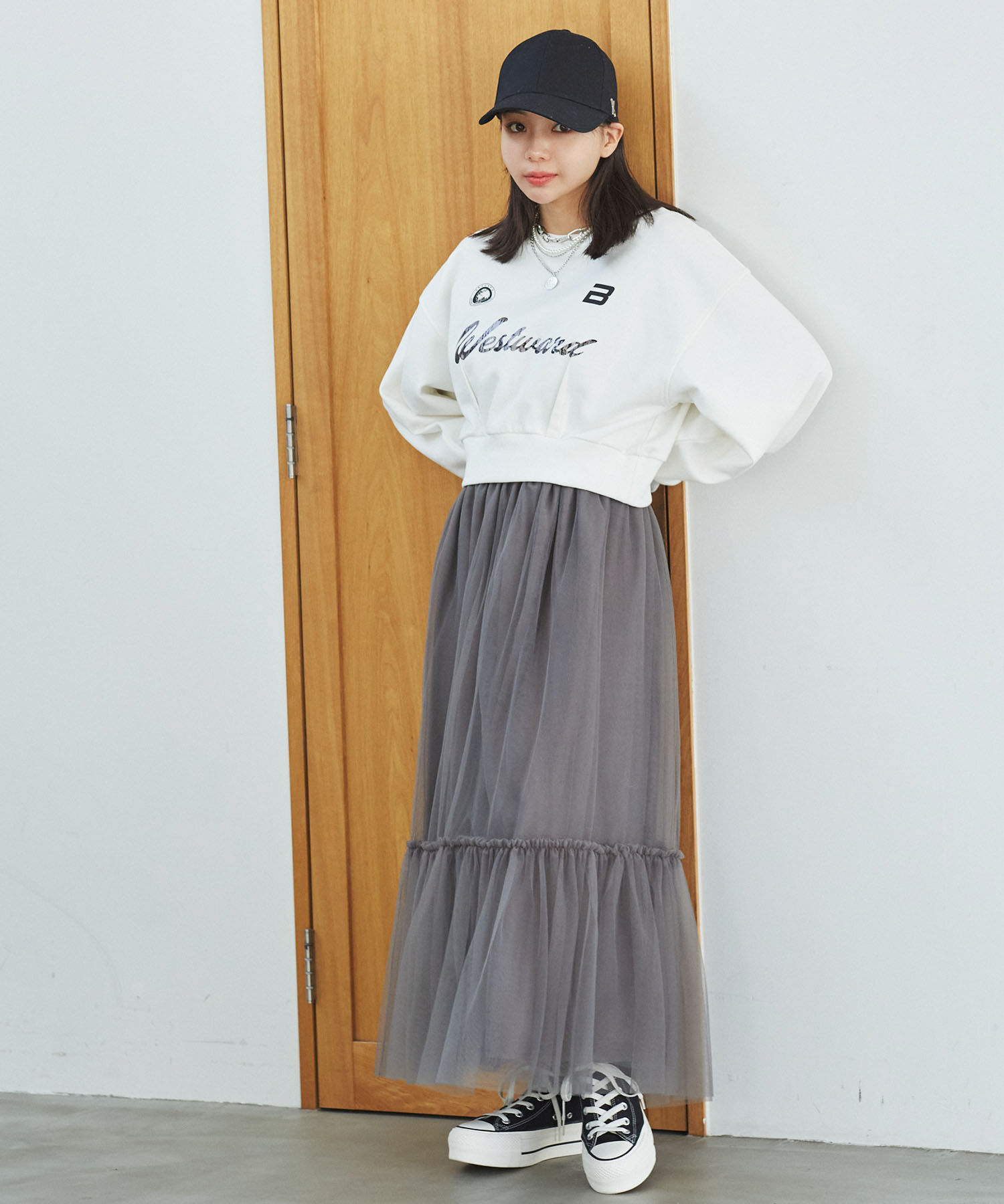 VIS「ニュアンス柄チュールスカート」|スカート|